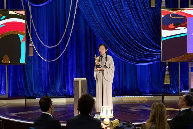 ChloÃ Zhao accepts the OscarÂ® for Directing during the live ABC Telecast of The 93rd OscarsÂ® at Union Station in Los Angeles, CA on Sunday, April 25, 2021. Los Angeles CA USA  Copyright: xToddxWawrychukx 34135736THA