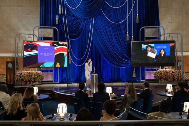 Bong Joon Ho presents the OscarÂ® for Directing to ChloÃ Zhao during the live ABC Telecast of The 93rd OscarsÂ® at Union Station in Los Angeles, CA on Sunday, April 25, 2021. Los Angeles CA USA  Copyright: xToddxWawrychukx 34135744THA