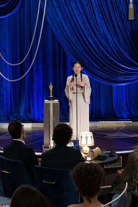ChloÃ Zhao accepts the OscarÂ® for Directing during the live ABC Telecast of The 93rd OscarsÂ® at Union Station in Los Angeles, CA on Sunday, April 25, 2021. Los Angeles CA USA  Copyright: xToddxWawrychukx 34135745THA