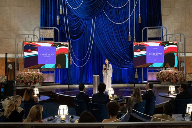 ChloÃ Zhao accepts the OscarÂ® for Directing during the live ABC Telecast of The 93rd OscarsÂ® at Union Station in Los Angeles, CA on Sunday, April 25, 2021. Los Angeles CA USA  Copyright: xToddxWawrychukx 34135754THA