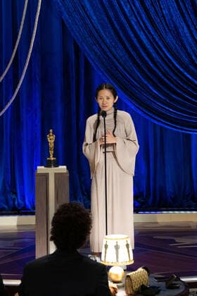 ChloÃ Zhao accepts the OscarÂ® for Directing during the live ABC Telecast of The 93rd OscarsÂ® at Union Station in Los Angeles, CA on Sunday, April 25, 2021. Los Angeles CA USA  Copyright: xToddxWawrychukx 34135758THA