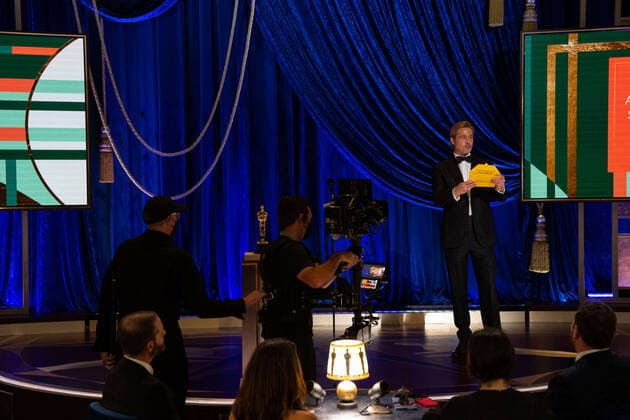 Brad Pitt presents the OscarÂ® for Actress in a Supporting Role during the live ABC Telecast of The 93rd OscarsÂ® at Union Station in Los Angeles, CA on Sunday, April 25, 2021. Los Angeles CA USA  Copyright: xToddxWawrychukx 34135781THA