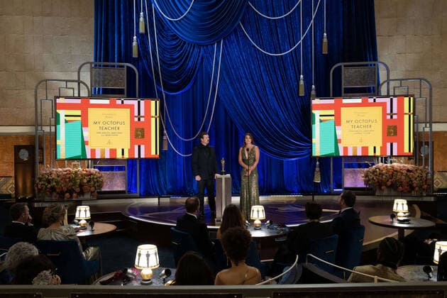 James Reed and Pippa Erlich accept the OscarÂ® for Documentary Feature during the live ABC Telecast of The 93rd OscarsÂ® at Union Station in Los Angeles, CA on Sunday, April 25, 2021. Los Angeles CA USA  Copyright: xToddxWawrychukx 34135795THA