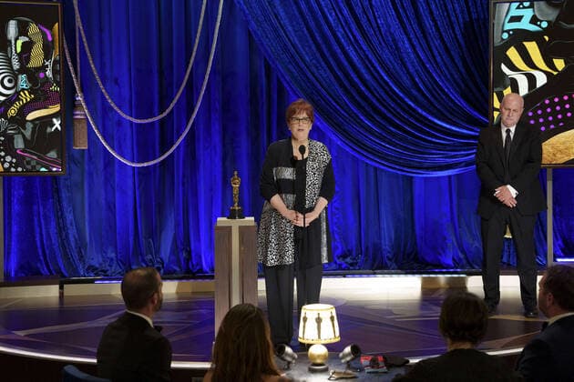 Jan Pascale and Donald Graham accept the OscarÂ® for Production Design during the live ABC Telecast of The 93rd OscarsÂ® at Union Station in Los Angeles, CA on Sunday, April 25, 2021. Los Angeles CA USA  Copyright: xToddxWawrychukx 341351001THA