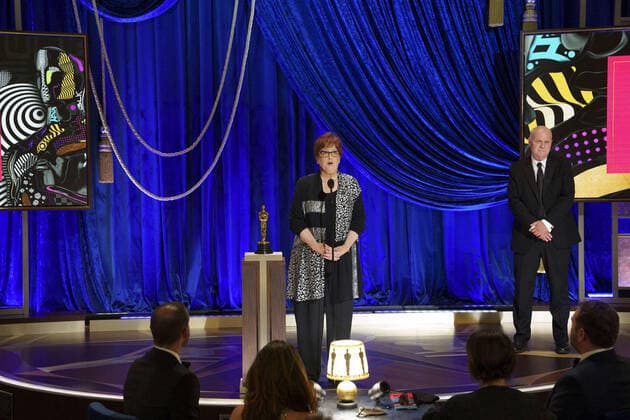Jan Pascale and Donald Graham accept the OscarÂ® for Production Design during the live ABC Telecast of The 93rd OscarsÂ® at Union Station in Los Angeles, CA on Sunday, April 25, 2021. Los Angeles CA USA  Copyright: xToddxWawrychukx 341351002THA