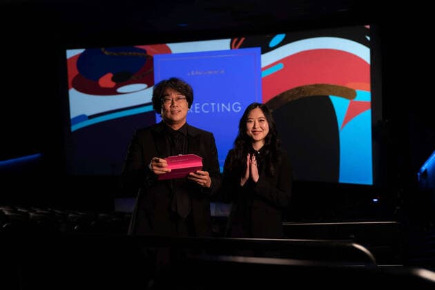Bong Joon Ho presents the Oscars with interpreter Sharon Choi for Directing during the live ABC Telecast of The 93rd Oscars at Union Station in Los Angeles, CA on Sunday, April 25, 2021. Los Angeles CA USA  Copyright: xJaehyukxLeex 341351033THA