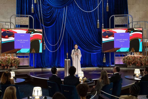 Chloe Zhao accepts the Oscars for Directing during the live ABC Telecast of The 93rd Oscars at Union Station in Los Angeles, CA on Sunday, April 25, 2021. Los Angeles CA USA  Copyright: xToddxWawrychukx 34135935THA