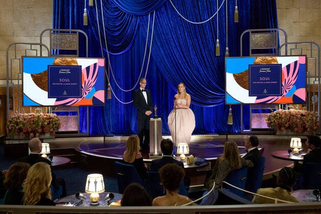 Pete Docter and Dana Murray accept the Oscars for Animated Feature Film during the live ABC Telecast of The 93rd Oscars at Union Station in Los Angeles, CA on Sunday, April 25, 2021. Los Angeles CA USA  Copyright: xToddxWawrychukx 34135939THA