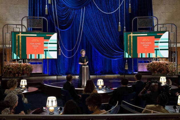 Yuh-Jung Youn accepts the Oscars for Actress in a Supporting Role during the live ABC Telecast of The 93rd Oscars at Union Station in Los Angeles, CA on Sunday, April 25, 2021. Los Angeles CA USA  Copyright: xToddxWawrychukx 34135942THA