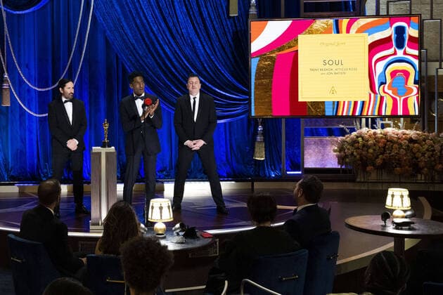 Trent Reznor, Jon Batiste and Atticus Ross accept the Oscars for Original Score during the live ABC Telecast of The 93rd Oscars at Union Station in Los Angeles, CA on Sunday, April 25, 2021. Los Angeles CA USA  Copyright: xToddxWawrychukx 34135955THA