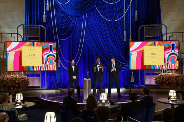 Trent Reznor, Jon Batiste and Atticus Ross accept the Oscars for Original Score during the live ABC Telecast of The 93rd Oscars at Union Station in Los Angeles, CA on Sunday, April 25, 2021. Los Angeles CA USA  Copyright: xToddxWawrychukx 34135956THA