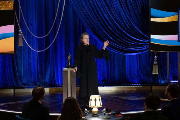 Frances McDormand accepts the Oscars for Actress in a Leading Role during the live ABC Telecast of The 93rd Oscars at Union Station in Los Angeles, CA on Sunday, April 25, 2021. Los Angeles CA USA  Copyright: xToddxWawrychukx 34135993THA