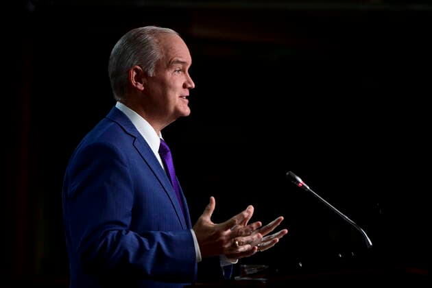 April 26, 2021, Ottawa, on, Canada: Conservative leader Erin O Toole holds a press conference on Parliament Hill in Ottawa on Monday, April 26, 2021, during the COVID-19 pandemic. Ottawa Canada  - ZUMAc35_ 20210426_zaf_c35_008 Copyright: xSeanxKilpatrickx
