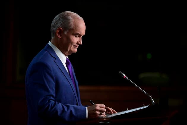 April 26, 2021, Ottawa, on, Canada: Conservative leader Erin O Toole holds a press conference on Parliament Hill in Ottawa on Monday, April 26, 2021, during the COVID-19 pandemic. Ottawa Canada  - ZUMAc35_ 20210426_zaf_c35_011 Copyright: xSeanxKilpatrickx