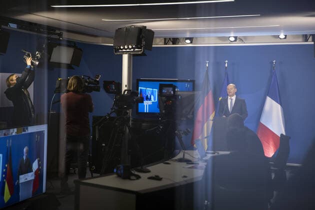 Online Press Conference with German Finance Minister Olaf Scholz and French Finance Minister Bruno Le Maire Berlin Germany Copyright: xThomasxKoehler photothek.dex
