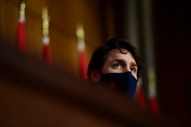 April 27, 2021, Ottawa, on, Canada: Prime Minister Justin Trudeau holds a press conference in Ottawa on Tuesday, April 27, 2021, during the COVID-19 pandemic. Ottawa Canada  - ZUMAc35_ 20210427_zaf_c35_016 Copyright: xSeanxKilpatrickx