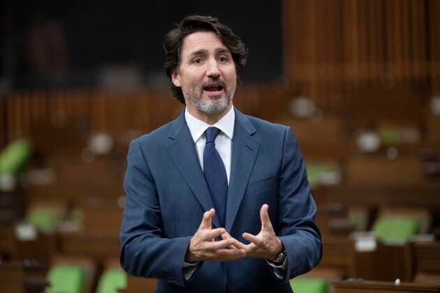 April 27, 2021, Ottawa, on, Canada: Prime Minister Justin Trudeau responds to a question during Question Period in the House of Commons, Tuesday, April 27, 2021 in Ottawa. Ottawa Canada  - ZUMAc35_ 20210427_zaf_c35_057 Copyright: xAdrianxWyldx