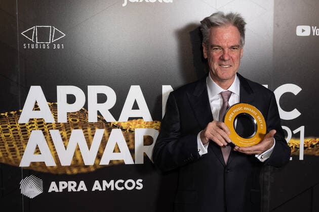 2021 APRA MUSIC AWARDS, Don Walker holds his award for ?Most Performed Rock Work? at The APRA Music Awards, in Sydney, Wednesday, April 28, 2021. ( NO ARCHIVING, EDITORIAL USE ONLY, NO USE IN BOOKS WITHOUT CONSENT SYDNEY NEW SOUTH WALES AUSTRALIA  Copyright: xJAMESxGOURLEYx 20210428001538224599