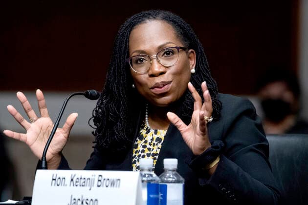 UNITED STATES - APRIL 28: Ketanji Brown Jackson, nominee to be U.S. Circuit Judge for the District of Columbia Circuit, testifies during her Senate Judiciary Committee confirmation hearing in Dirksen Senate Office Building in Washington, D.C., on Wednesday, April 28, 2021. Candace Jackson-Akiwumi, nominee to be U.S. Circuit Judge for the Seventh Circuit, also testified. Copyright: xPoolxviaxCNPx MediaPunchx