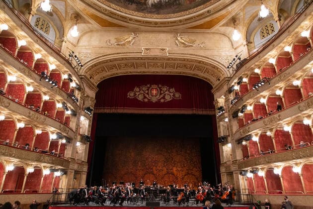 Italy: Reopening of Rome Opera House Beginning of reopening concert of Rome Opera House . After six months of closure, this evening, April 28, 2021, Rome Opera House reopens to the public with a symphonic concert conducted by Michele Mariotti entirely dedicated to Giuseppe Verdi Rome Italy Copyright: MatteoxNardone