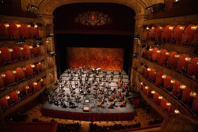 Italy: Reopening of Rome Opera House Beginning of reopening concert of Rome Opera House . After six months of closure, this evening, April 28, 2021, Rome Opera House reopens to the public with a symphonic concert conducted by Michele Mariotti entirely dedicated to Giuseppe Verdi Rome Italy Copyright: MatteoxNardone