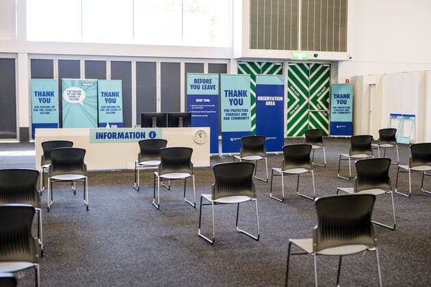 COVID19 VACCINATION ROLLOUT SA, The Adelaide Showgrounds Vaccination Centre in Adelaide, Friday, April 30, 2021. ( NO ARCHIVING, EDITORIAL USE ONLY, NO USE IN BOOKS WITHOUT CONSENT ADELAIDE SA AUSTRALIA  Copyright: xMORGANxSETTEx 20210430001538618574
