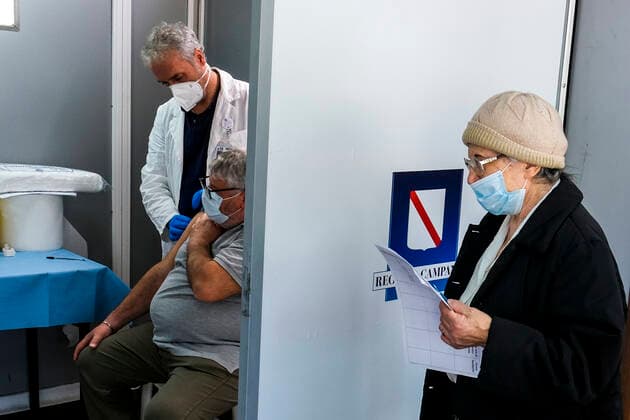 Italy: hub clinic vaccines mobile Naples, today, April 30, 2021, at the hospital S.Gennaro in the Sanitˆ district the vaccination campaign of the over 60 and fragile category with vaccines Astrazeneca and Pfizer, the clinic is mobile will stop in the neighborhoods of the Neapolitan suburbs the intent of the Asl Napoli 1 is to reach those who have difficulty in going to the hub stationary ABPH4397 Copyright: xAntonioxBalascox