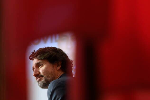 April 30, 2021, Ottawa, on, Canada: Prime Minister Justin Trudeau listens to a question from a reporter during a news conference in Ottawa, Friday April 30, 2021. Ottawa Canada  - ZUMAc35_ 20210430_zaf_c35_040 Copyright: xAdrianxWyldx