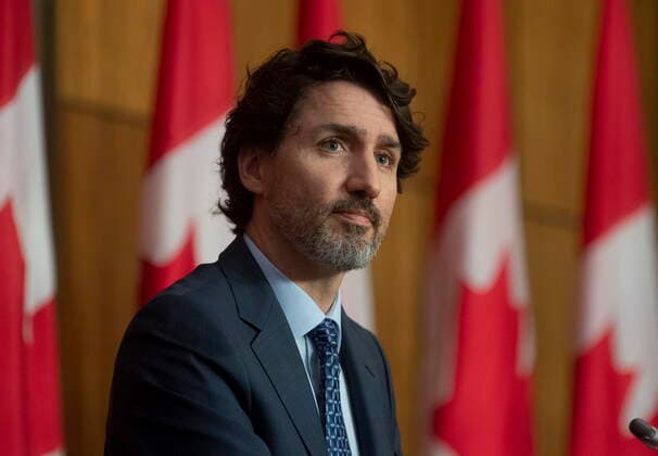 April 30, 2021, Ottawa, on, Canada: Prime Minister Justin Trudeau listens to a question during a news conference in Ottawa, Friday, April 30, 2021. Ottawa Canada  - ZUMAc35_ 20210430_zaf_c35_045 Copyright: xAdrianxWyldx