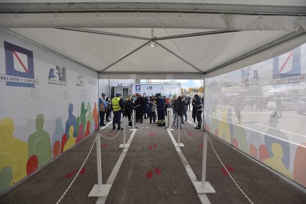 Photo IPP Felice De Martino Naples 02 05 2021 Chronicle Inauguration hub vaccine intercompany Capodichino hangar Atitech In the picture Inauguration hub vaccine intercompany Capodichino hangar Atitech Italy Photo Press World Copyright  0