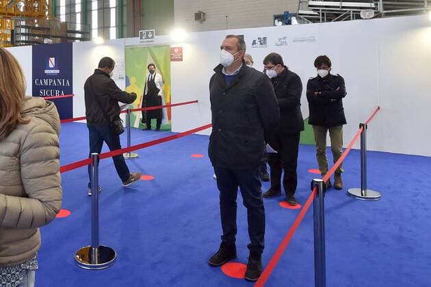Photo IPP Felice De Martino Naples 02 05 2021 Chronicle Inauguration hub vaccine intercompany Capodichino hangar Atitech In the photo Luigi De Magistris Mayor of Naples Italy Photo Press World  0