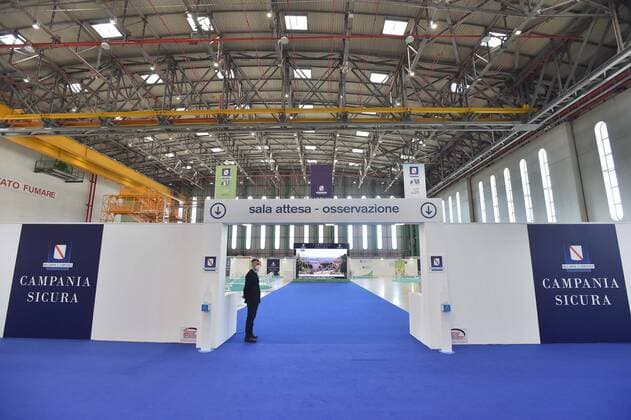 Photo IPP Felice De Martino Naples 02 05 2021 Chronicle Inauguration hub vaccine intercompany Capodichino in the hangar Atitech In the photo Inauguration hub vaccine intercompany Capodichino in the hangar Atitech Italy Photo Press World  0
