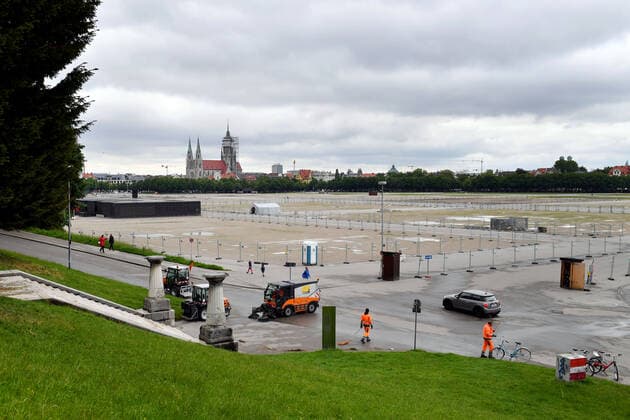 Due to Coronavirus Pandemic Oktoberfest cancels also 2021 Theresienwiese in Munich, on 14 05 2020 After the cancellation of the Wiesn, Oktoberfest does nothing on the huge festival site