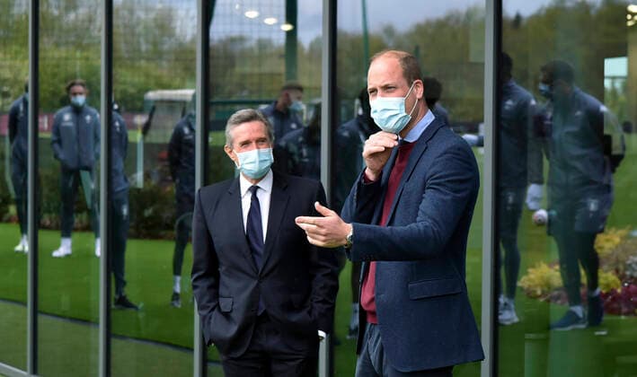 . 04 05 2021. Bodymoor Heath, United Kingdom. Prince William, the Duke of Cambridge, meets Aston Villa football players during a visit to the Aston Villa High Performance Centre at Bodymoor Heath, United Kingdom.  xPoolx xi-Imagesx IIM-22151-0004