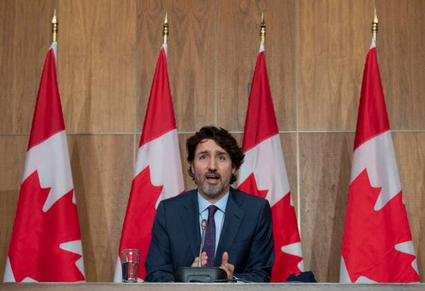 May 4, 2021, Ottawa, on, Canada: Prime Minister Justin Trudeau responds to questions during a news conference in Ottawa on Tuesday May 4, 2021. Ottawa Canada  - ZUMAc35_ 20210504_zaf_c35_030 Copyright: xAdrianxWyldx