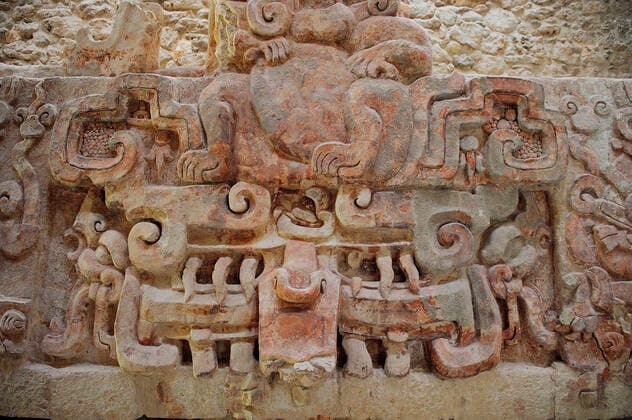 Balamku is a small Maya archaeological site. It has one of the largest surviving stucco friezes in the Maya world. Becan; Rio Bec; Campeche; Mexico PaoloPicciotto REDA&CO 1028_06_PPI6652