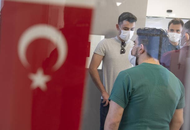 People wait to receive the COVID-19 vaccine at a hospital in Ankara, Turkey, on May 5, 2021. Turkey has confirmed 41,883 deaths and 4,955,594 positive cases of the coronavirus infection in the country. ( Copyright: AbdurrahmanxAntakyalix-xDepoxPho 17129917