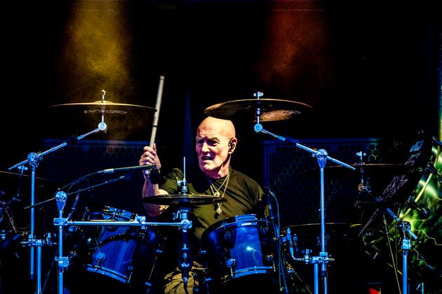 AC DC Copenhagen, Denmark. 15th, July 2015. The Australian rock band AC DC performs a live concert at Dyreskuepladsen in Roskilde as part of the Rock or Bust World 2015 Tour. Here drummer Chris Slade is seen live on stage. Roskilde Denmark  Copyright: xGonzalesxPhoto LassexLagonix