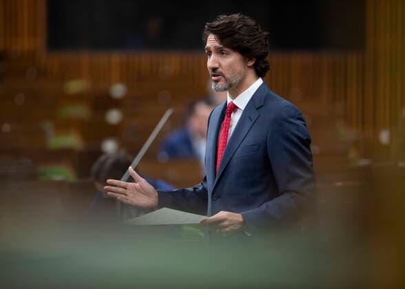 May 5, 2021, Ottawa, on, Canada: Prime Minister Justin Trudeau responds to a question during question period in the House of Commons Wednesday May 5, 2021 in Ottawa. Ottawa Canada  - ZUMAc35_ 20210505_zaf_c35_046 Copyright: xAdrianxWyldx