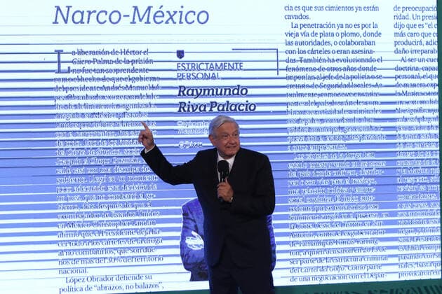 Mexico™s President Lopez Obrador News Conference MEXICO CITY, MEXICO - MAY 5: Mexico™s President Andres Manuel Lopez Obrador, gesticulating while speaks during a daily briefing conference at National Palace on May 5, 2021 in Mexico City, Mexico. Copyright: xIsmaelxRosasx EYEPIXGROUP_IR_05052021_6552