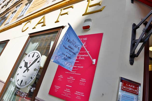 Corona Crisis Gastronomy Reopens on 19 May Vienna, 06 05 2021 Corona Pandemic, Corona, Corona Virus, CoV 2, Covid 19, Sars, Virus, Virus Infection, Pandemic, Corona Crisis, Viral Disease, Coronavirus, SARS CoV 2 Cafe Museum The Test Cafe Coronatest, Antigen Test, PCR Test, Antigen Test, PCR Test, Rapid Test, Test Station Coffee House Lockdown Vienna Austria AVN101002494006