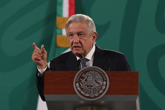 Mexican President Lopez Obrador Offers News Conference Mexico™s President Andres Manuel Lopez Obrador in his speech during a meet with the media at National Palace on May 6, 2021 in Mexico City, Mexico. Mexico City Mexico group-mexicanp210506_npYPG  Copyright: xEyepixx