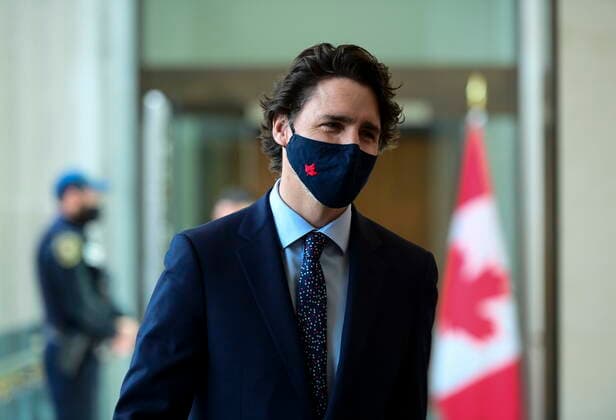May 7, 2021, Ottawa, on, Canada: Prime Minister Justin Trudeau makes his way to hold a press conference to update Canadians on the COVID-19 pandemic, in Ottawa on Friday, May 7, 2021. Ottawa Canada  - ZUMAc35_ 20210507_zaf_c35_021 Copyright: xSeanxKilpatrickx