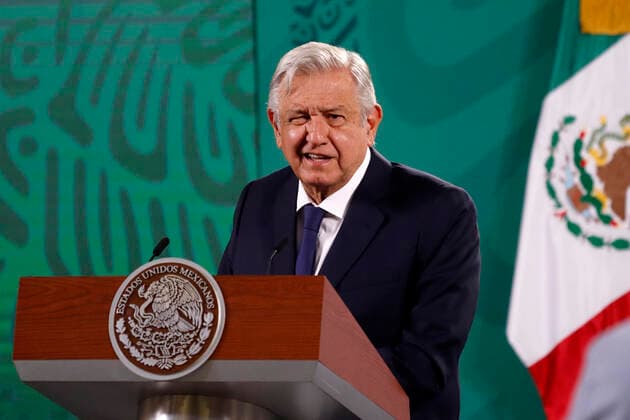 Mexiko, Andres Manuel Lopez Obrador Pressekonferenz in Mexiko-Stadt President Lopez Obrador Meet With Media Mexican President Andres Manuel Lopez Obrador meet with the media during his daily morning news conference at National Palace. on May 7, 2021 in Mexico City, Mexico. Mexico City Mexico group-mexicanp210507_npcVl  Copyright: xEyepixx