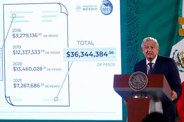 Mexiko, Andres Manuel Lopez Obrador Pressekonferenz in Mexiko-Stadt President Lopez Obrador Meet With Media Mexican President Andres Manuel Lopez Obrador meet with the media during his daily morning news conference at National Palace. on May 7, 2021 in Mexico City, Mexico. Mexico City Mexico group-mexicanp210507_npfFf  Copyright: xEyepixx