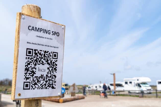 Entrance Camping in St Peter Ording with QR Code to Check In with the Luca Corona App Entrance Camping in St Peter Ording with QR Code to Check In with the Luca Corona App , Sankt Peter Ording Schleswig Holstein Germany Ording