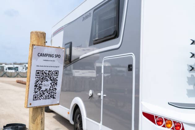 Entrance Camping in St Peter Ording with QR Code to Check In with the Luca Corona App Entrance Camping in St Peter Ording with QR Code to Check In with the Luca Corona App , Sankt Peter Ording Schleswig Holstein Germany Ording