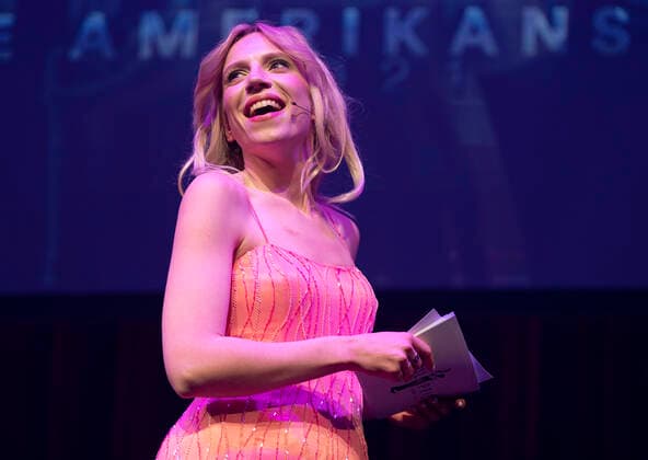 The evenings host, Emma Sehested Hoeeg Awarding of the Bodil Prize 2021 at the Folketeatret in Copenhagen, Saturday 8 May 2021, Copenhagen Denmark  Copyright: fotograf@clausbech.dk ClausxBechx Cop102 spdk20210509-005021-L