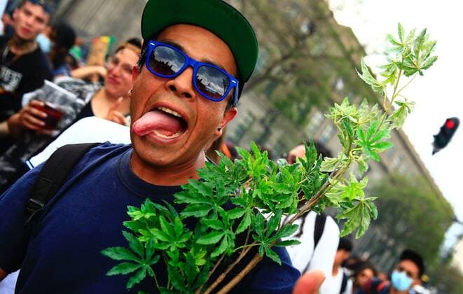 Marijuana users demonstrate today, during the seventh world march for the liberation of the recreational use of cannabis, in the city of Guadalajara, Jalisco state, Mexico 8 May 2021. Marijuana consumers, ask for its free consumption in Guadalajara !ACHTUNG: NUR REDAKTIONELLE NUTZUNG!  Copyright: xFranciscoxGuascox MEX1418 20210509-637561292886256895