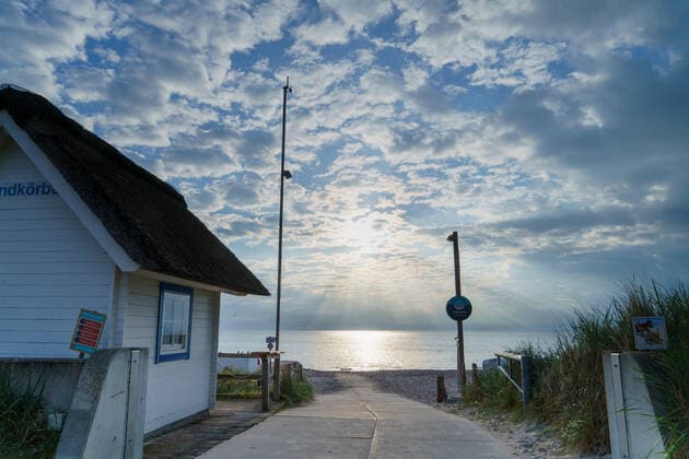 Morning beach scene in Scharbeutz Tourism in the model region Lübeck Bay, which consists of th